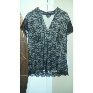 Black and cream lace shirt